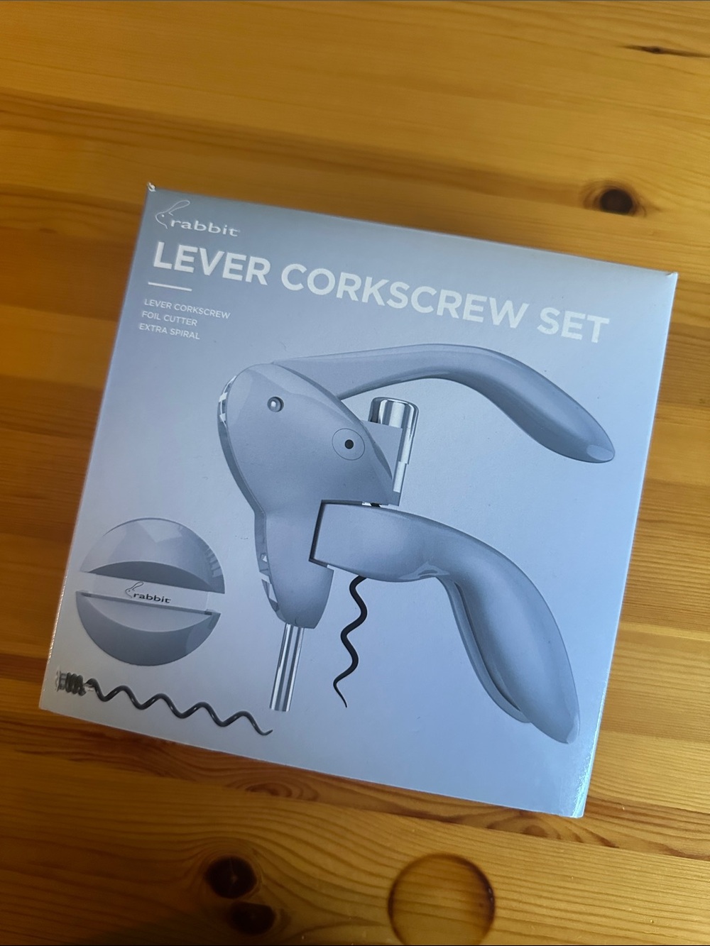 Rabbit Lever Corkscrew Set - Silver